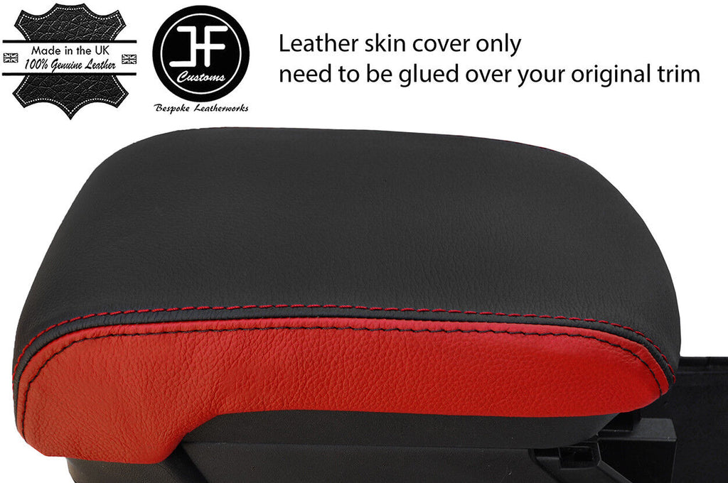 BLACK & RED 2 TONE ARMREST LID LEATHER COVER FOR MITSUBISHI LANCER GS2 08-16