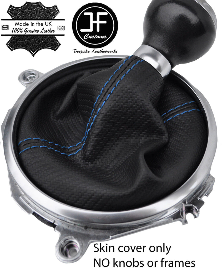 BLUE STITCHING CARBON FIBER VINYL MANUAL GEAR GAITER FOR AUDI TT MK2 2006-2014