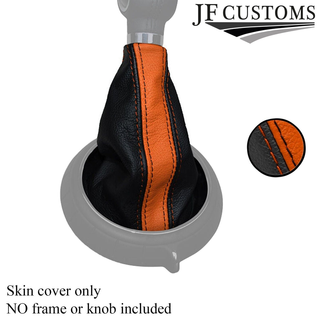 BLACK & ORANGE STRIPE LEATHER MANUAL GEAR GAITER FITS BMW MINI F55 F56 14-16
