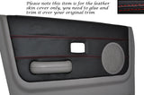 RED STITCH 2X FRONT DOOR CARD SKIN COVER FITS LAND ROVER FREELANDER 98-03 5DR