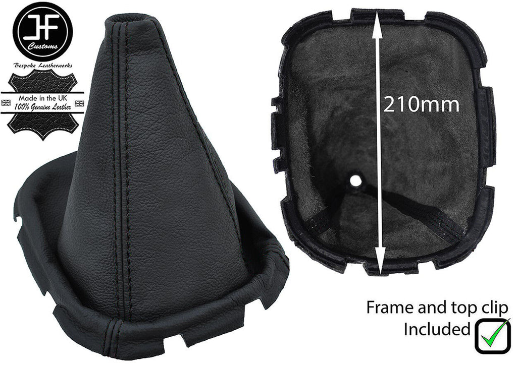 BLACK STITCH LEATHER GEAR GAITER +PLASTIC FRAME 210mm FITS NISSAN NAVARA 06-12