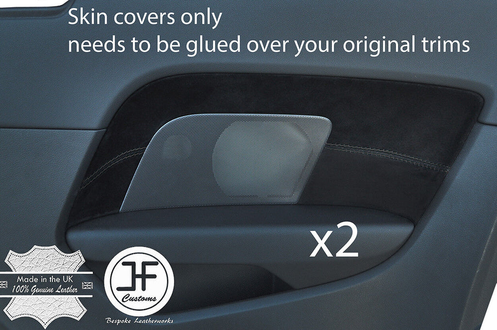 BLACK STITCH 2X REAR DOOR CARD TRIM SUEDE COVER FOR AUDI A3 8V 2013-18 3 DOOR