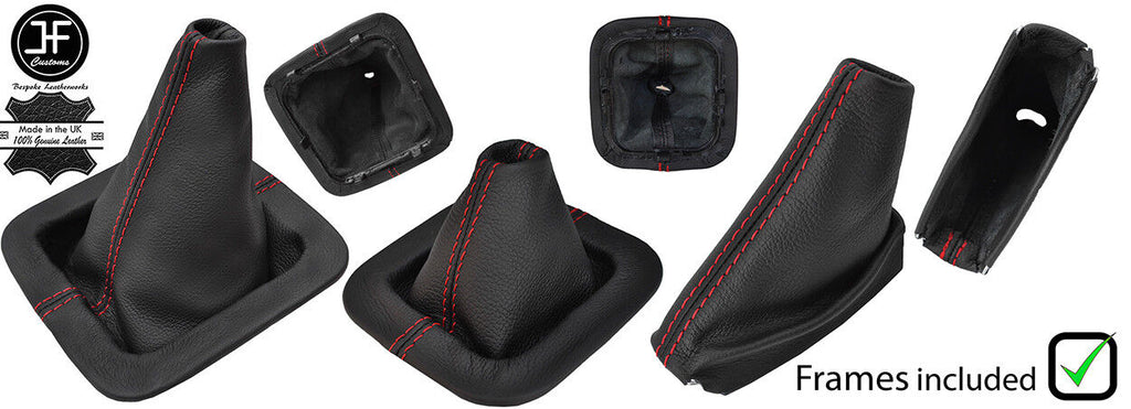 RED STITCH 3X GAITER LEATHER SET WITH FRAMES FOR LAND ROVER DISCOVERY MK1 MK2