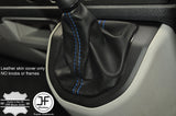BLUE STITCHING MANUAL LEATHER GEAR GAITER FITS VW T6 TRANSPORTER 2016-2017+