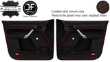 RED STITCH 2X FRONT FULL DOOR CARD LEATHER COVERS FOR VW CADDY MK3 2004-2010