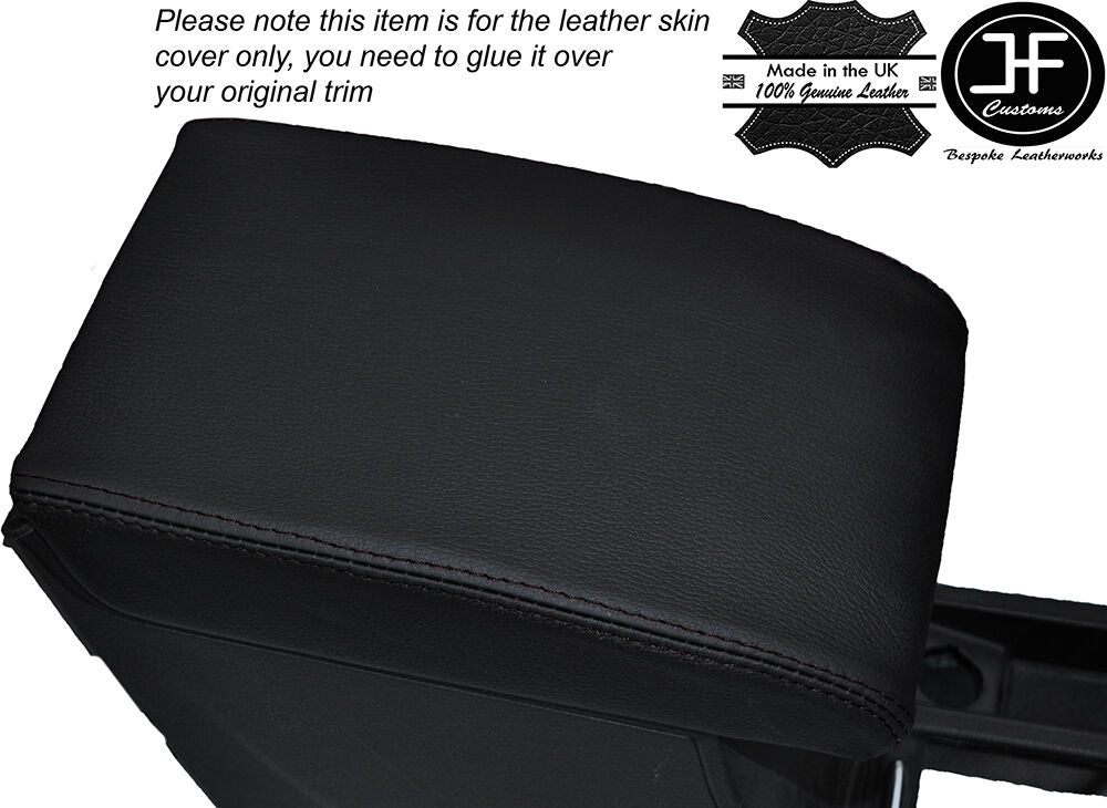 BLACK  STITCH ARMREST LID LEATHER SKIN COVER FITS VW SHARAN 7N 2010-2015