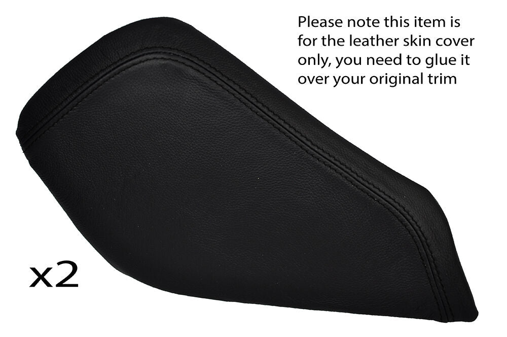 BLACK STITCH 2X LEATHER KNEE PADS SKIN COVERS FITS NISSAN 370Z Z34 2009-2015