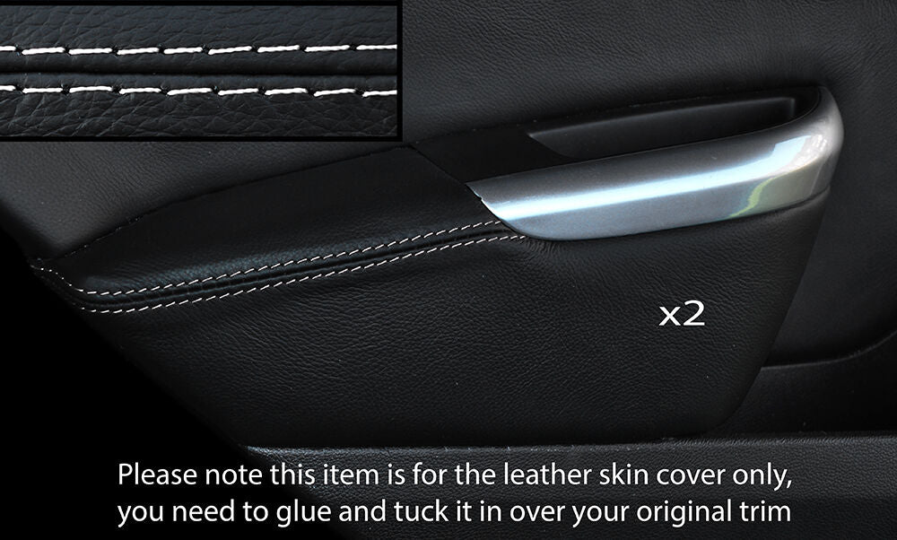WHITE STICH 2X REAR DOOR ARMREST COVER FITS VAUXHALL OPEL ASTRA J MK6 09-15 5DR