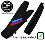 BLACK STITCH TRI STRIPE SUEDE HANDBRAKE + PLASTIC FRAME FOR BMW E81 E82 E87 E88