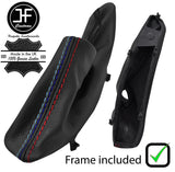 BLACK & TRI STITCH LEATHER HANDBRAKE+PLASTIC FRAME FOR BMW F32 F33 F36