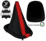 RED BLACK STRIPE LEATHER GEAR GAITER+PLASTIC FRAME FOR TOYOTA AYGO 05-13