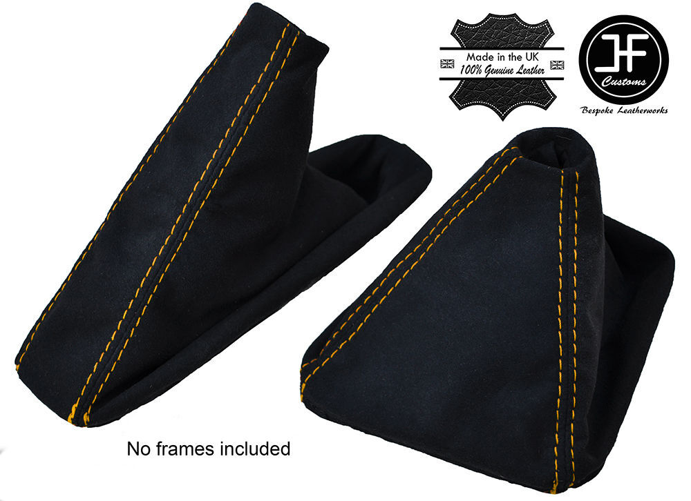 YELLOW STITCH PU SUEDE GEAR & HANDBRAKE GAITER FITS BMW 5 SERIES E60 E61 04-11