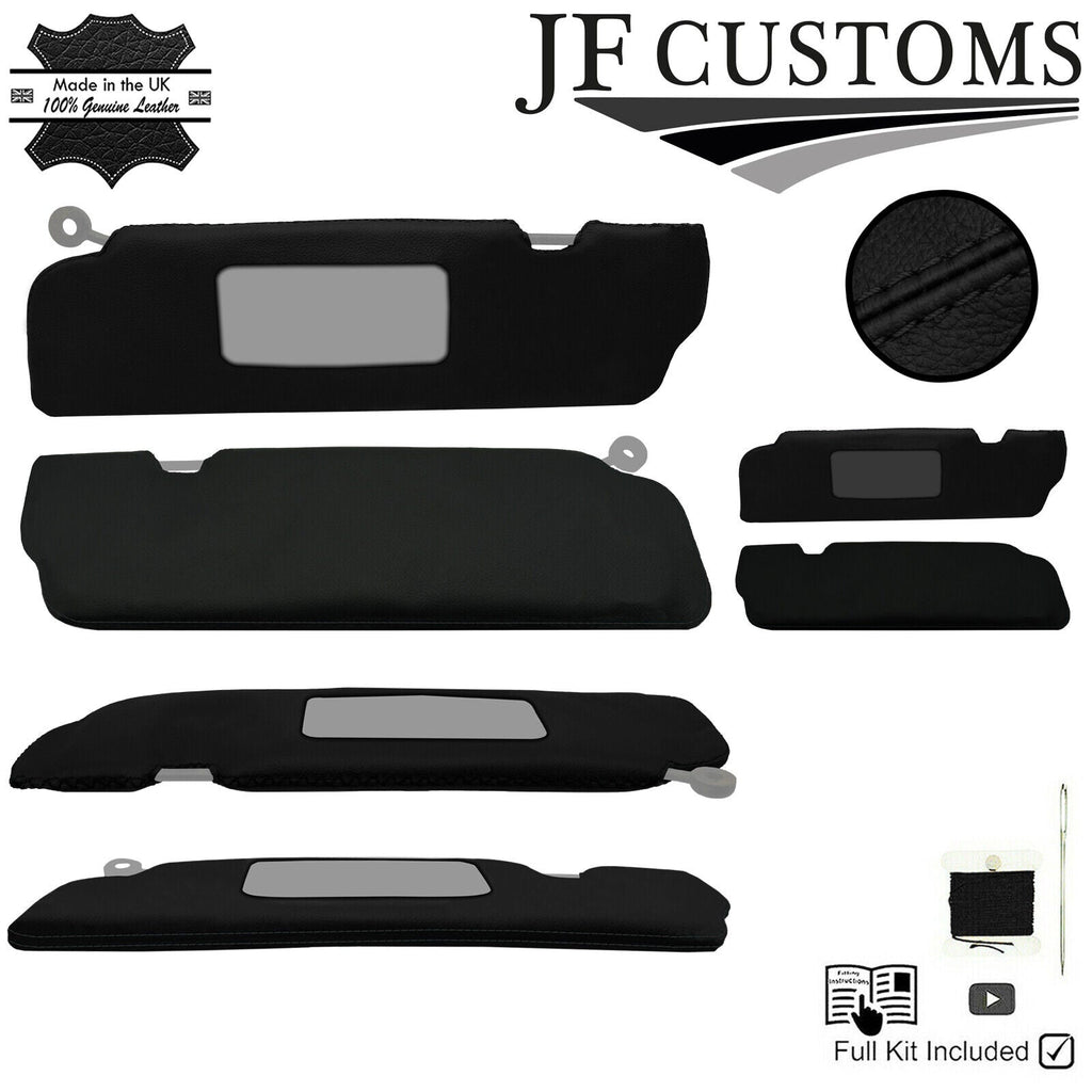 BLACK CROSS STITCH ITALIAN LEATHER 2X SUN VISOR COVERS FOR TRIUMPH TR7 76-82