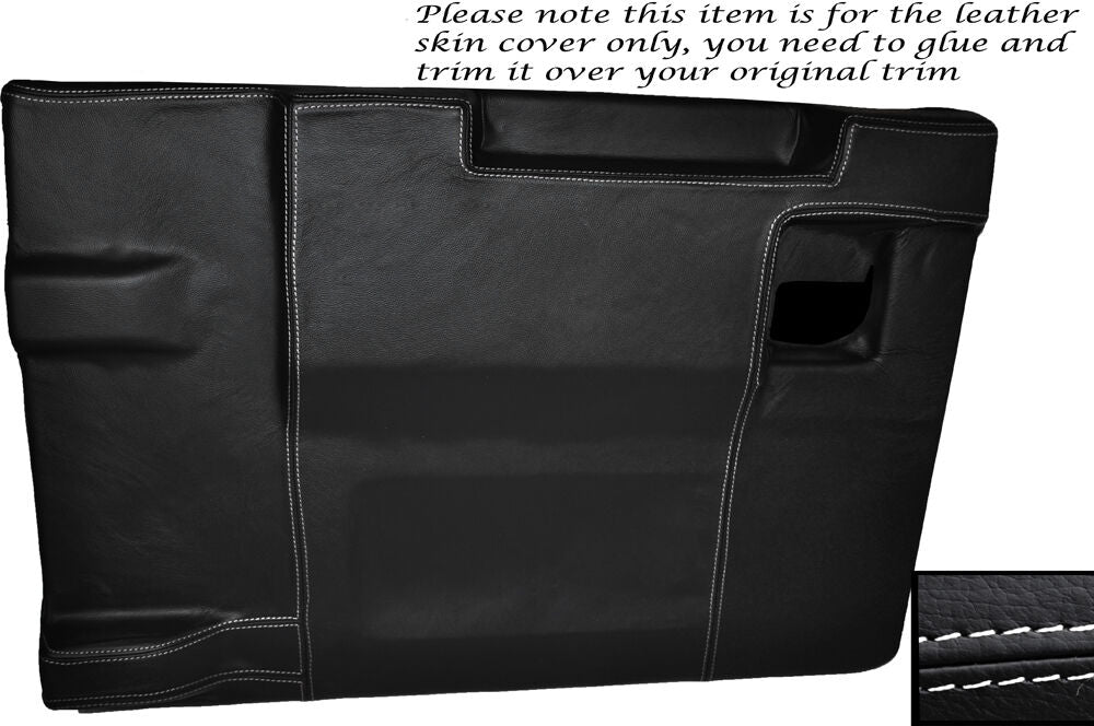 WHITE STITCH REAR TAILGATE DOOR CARD SKIN COVER FITS LAND ROVER DEFENDER 83-14