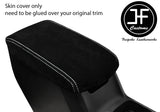 WHITE STITCH SUEDE ARMREST COVER FITS TOYOTA RAV 4 2013-2018 CUSTOM NEW