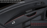 RED STITCH 2X FRONT DOOR CARD ARMREST COVER FITS FIAT GRANDE PUNTO 05-11 3DR