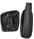 BLACK DOUBLE STITCH FITS BMW E34 LEATHER GEAR HAND BRAKE GAITERS CUSTOM NEW