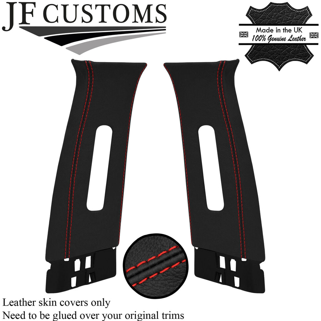 RED STITCH 2X UPPER B PILLAR LEATHER COVER FITS NISSAN JUKE F15 2010-2019