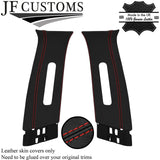 RED STITCH 2X UPPER B PILLAR LEATHER COVER FITS NISSAN JUKE F15 2010-2019
