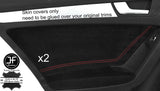 RED STITCHING 2X REAR DOOR CARD REAL SUEDE COVERS FITS AUDI A4 B8 2008-2015