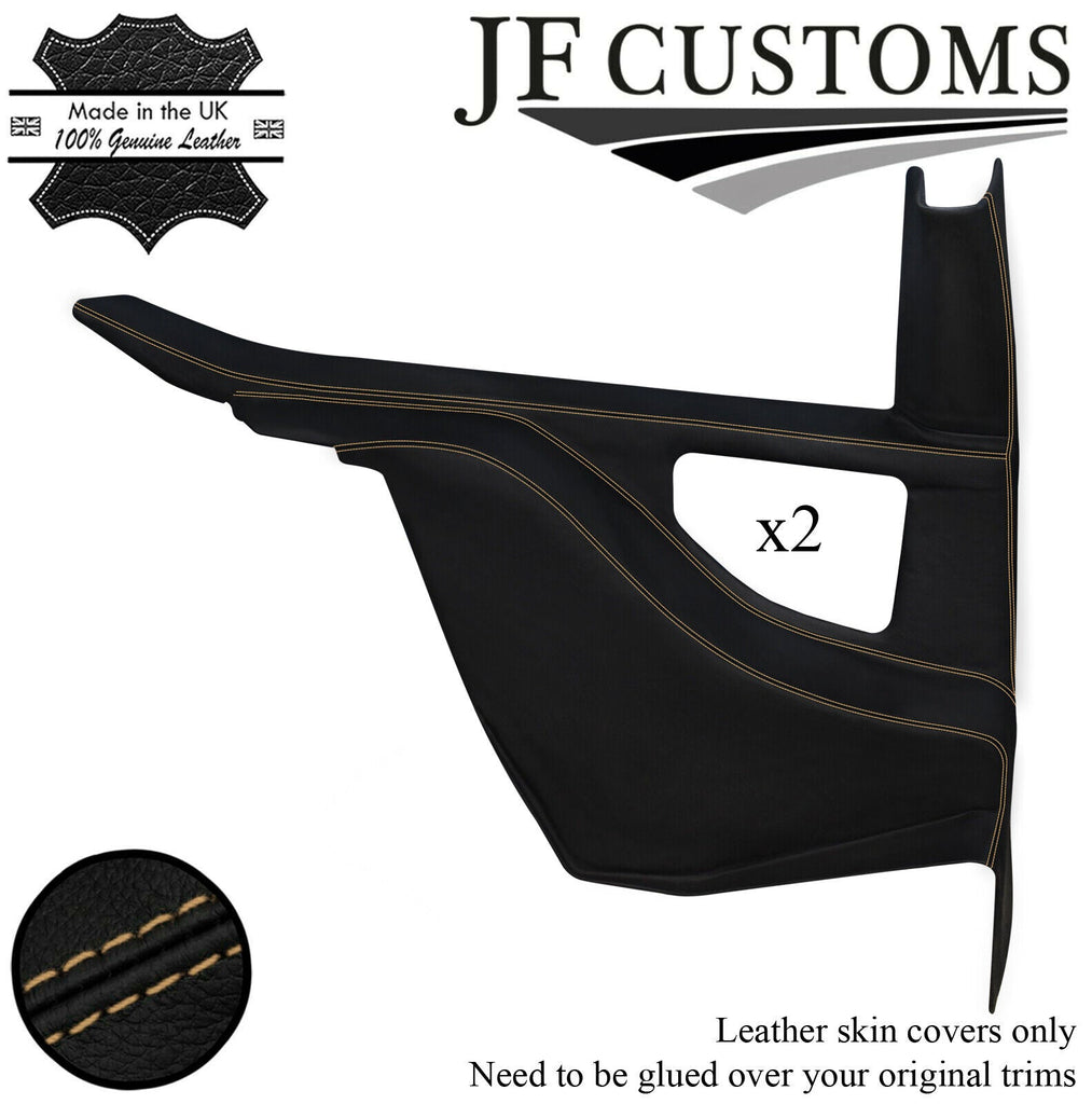 CREAM STITCH LEATHER 2X REAR QUARTER DOOR COVERS FITS LOTUS ELITE ECLAT S1