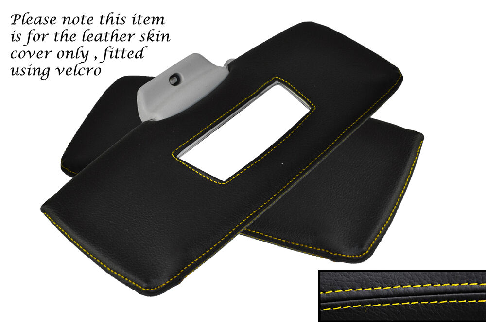 YELLOW  STITCHING 2X SUN VISORS LEATHER SKIN COVERS FITS SMART FORTWO 451 07-14