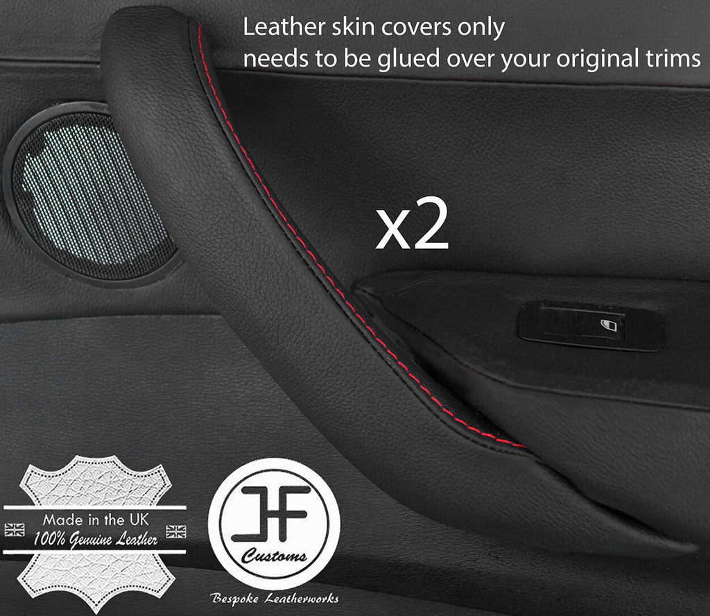 RED STITCH 2X REAR DOOR HANDLE TRIM LEATHER COVERS FITS BMW X4 F26 2014-2018
