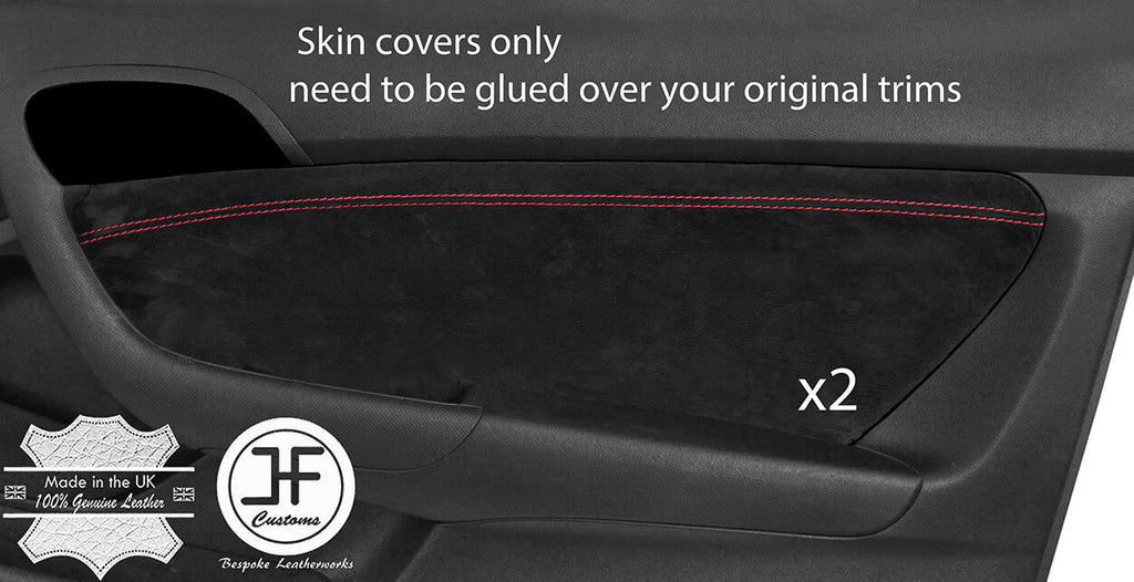 RED STITCH 2X DOOR CARD TRIM SUEDE COVERS FITS HONDA INTEGRA DC5 2002-2006