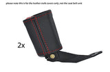 red stitch FITS AUDI TT MK1 1998-2006  2X FRONT SEAT BELT STALK LEATHER COVERS