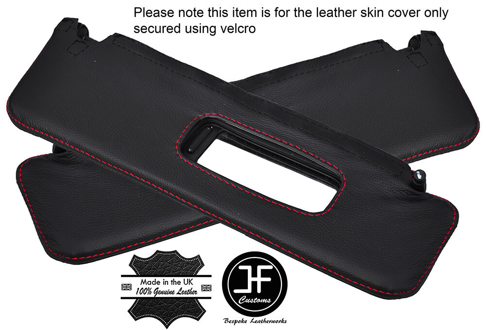 RED STITCH 2X SUN VISORS LEATHER COVERS FITS CHEVROLET CAMARO 2010-2015