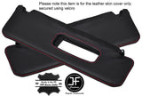 RED STITCH 2X SUN VISORS LEATHER COVERS FITS CHEVROLET CAMARO 2010-2015