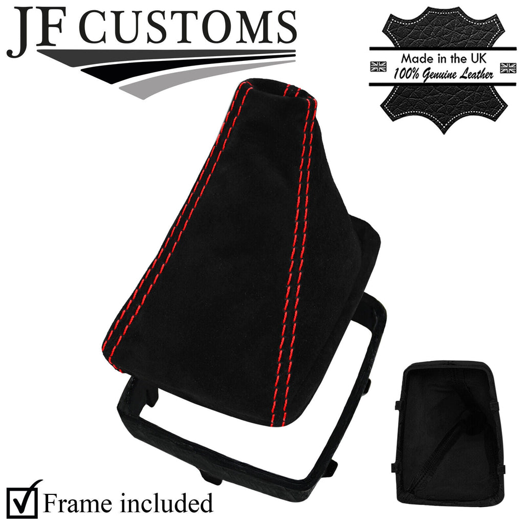 RED STITCH SUEDE MANUAL GEAR GAITER +PLASTIC FRAME FITS AUDI A4 B6 2001-2004