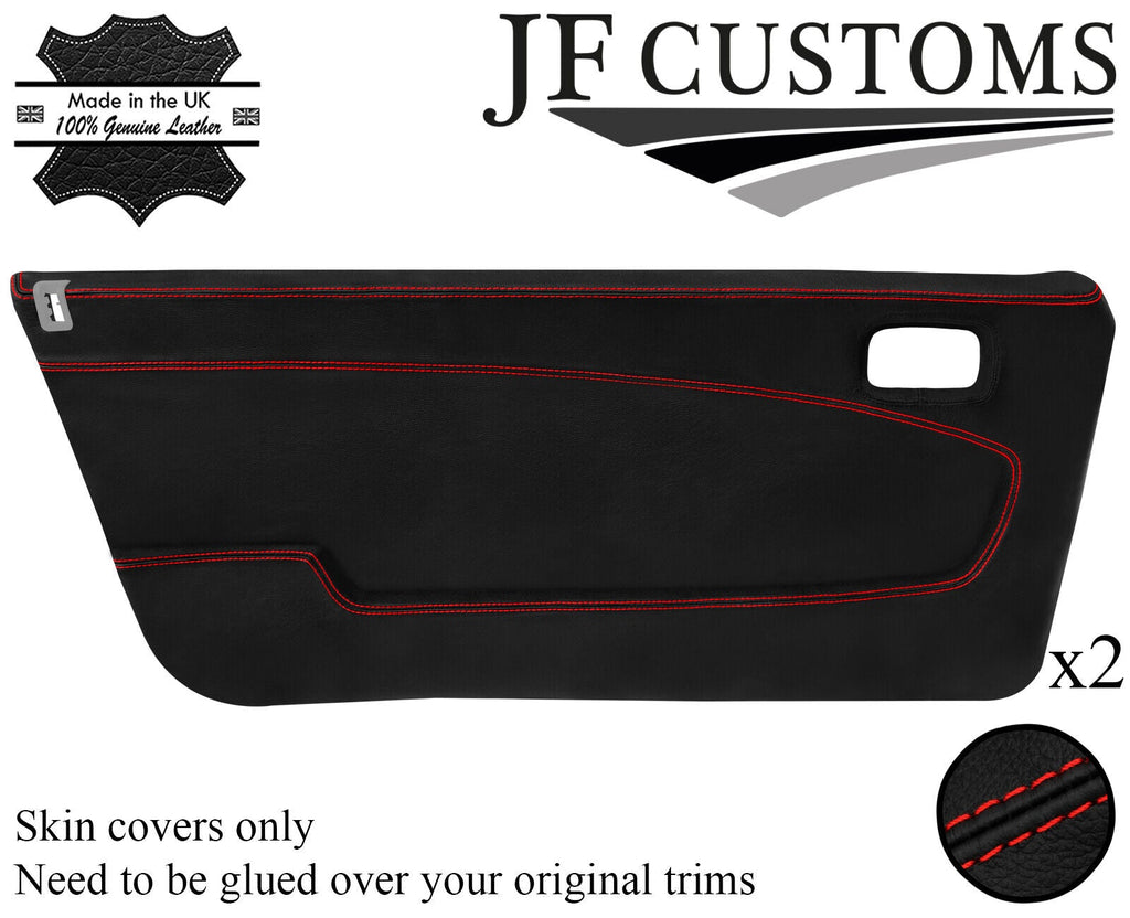 RED STITCH LEATHER 2X FRONT DOOR CARD COVER FOR LANCIA BETA VOLUMEX COUPE JF2