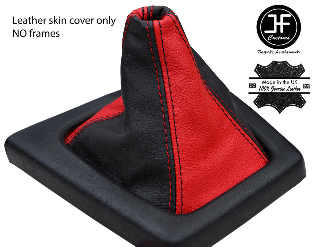 BLACK & RED TOP GRAIN REAL LEATHER GEAR GAITER FOR MAZDA RX7 FC3S 1986-1991