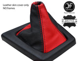 BLACK & RED TOP GRAIN REAL LEATHER GEAR GAITER FOR MAZDA RX7 FC3S 1986-1991