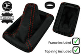RED STITCH LEATHER MANUAL GEAR GAITER+FRAME+TOP RING FOR TOYOTA MR2 MK2 89-00