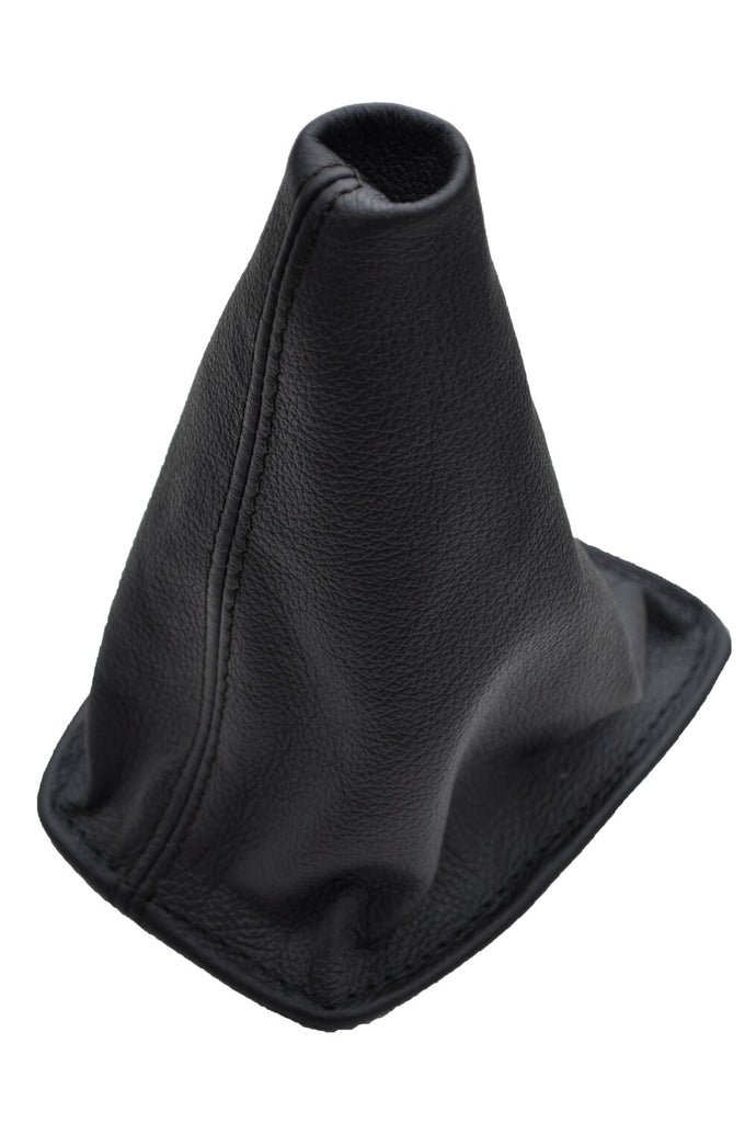 BLACK DOUBLE STITCH GEAR GAITER LEATHER FITS NISSAN ALMERA N16  2002-2006
