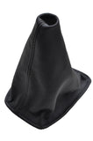 BLACK DOUBLE STITCH GEAR GAITER LEATHER FITS NISSAN ALMERA N16  2002-2006