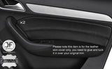 BLACK STITCHING 2X FRONT DOOR CARD TRIM LEATHER COVERS FITS AUDI Q3 2012-2016