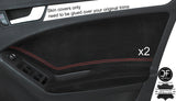 RED STITCHING 2X FRONT DOOR CARD REAL SUEDE COVERS FITS AUDI A4 B8 2008-2015