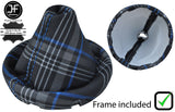 BLUE STITCH TARTAN FABRIC GEAR GAITER+PLASTIC FRAME FOR VW T5 TRANSPORTER 1T