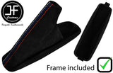 BLACK & TRI STITCH SUEDE HANDBRAKE GAITER+PLASTIC FRAME FOR BMW 3 E36 91-99