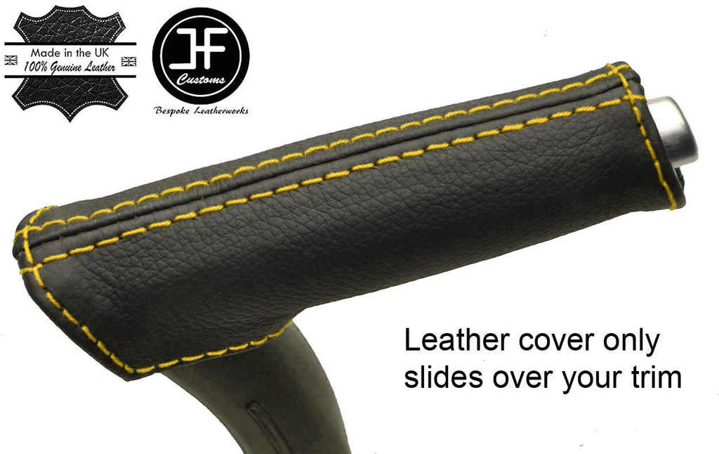 YELLOW STITCH REAL LEATHER HANDBRAKE HANDLE COVER FITS AUDI A3 8P 04-12
