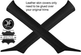 BLACK STITCH 2X A PILLAR REAL LEATHER COVERS FITS NISSAN GT-R GTR R35 2009-2017