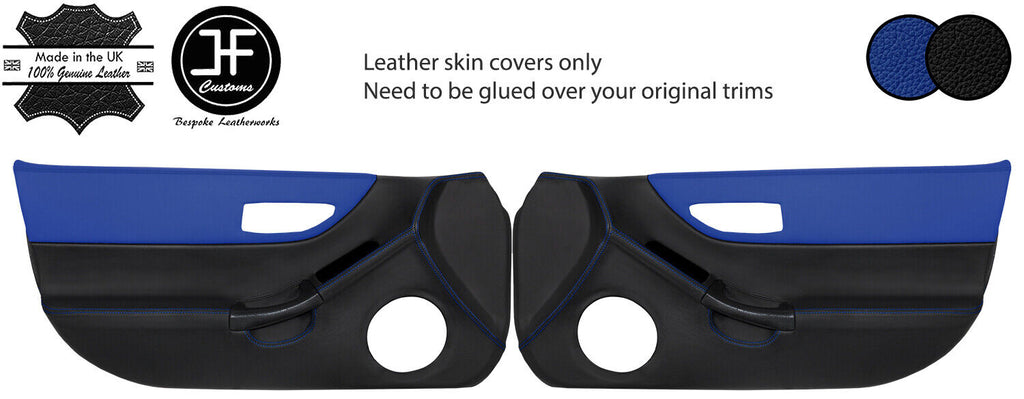 BLACK BLUE 2 TONE 2X FULL DOOR CARD LEATHER COVERS FOR HONDA CRX DEL SOL 92-97
