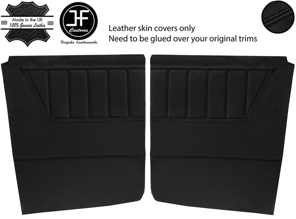 BLACK STITCH 2X REAR DOOR CARD LEATHER COVERS FOR TRIUMPH HERALD VITESSE CABRIO