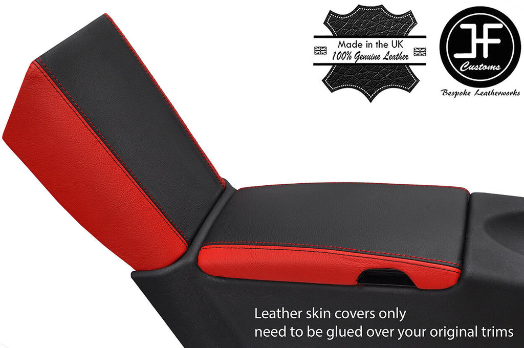 BLACK & RED ARMREST & STORAGE LID LEATHER COVERS FOR MERCEDES SLK R171 04-11
