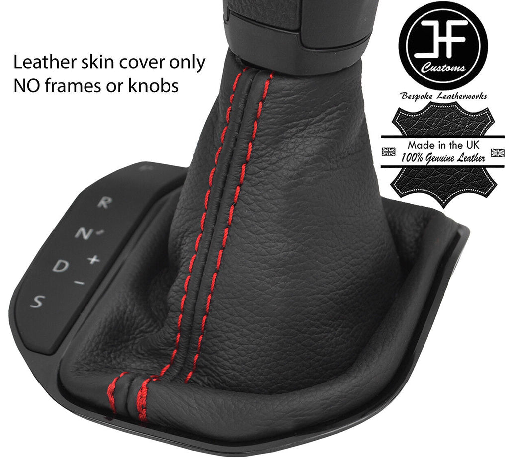 RED STITCH LEATHER AUTO AUTOMATIC GEAR GAITER FITS VW T6 TRANSPORTER 16-19