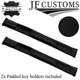 BLACK ITALIAN LEATHER 2X CAR KEY HOLDER PROTECTOR FITS JAGUAR XF 2008-2015