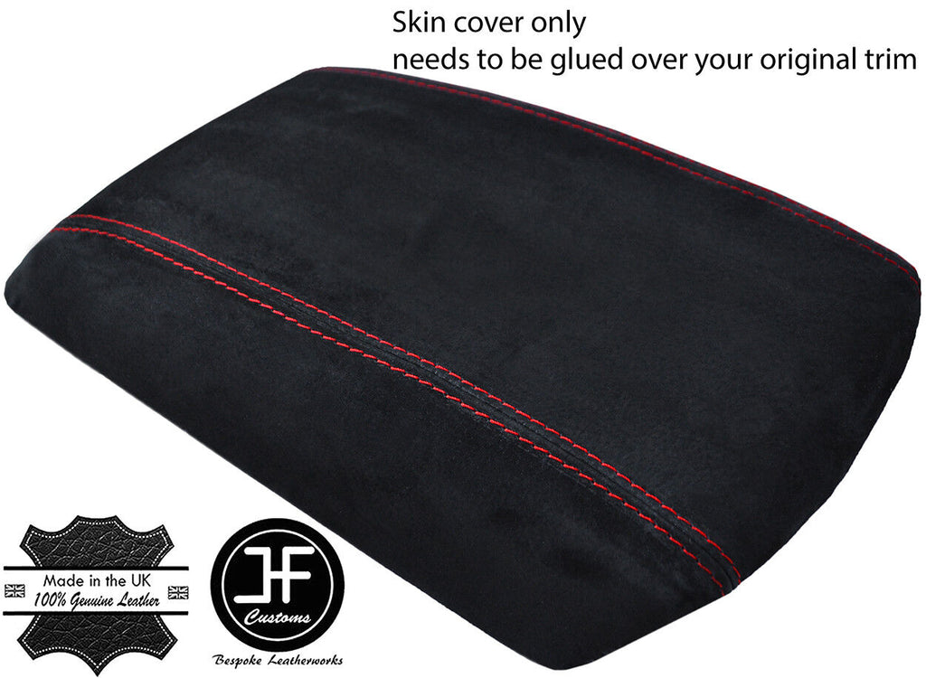 RED STITCHING REAL SUEDE ARMREST LID COVER FITS FORD S MAX S-MAX 2015-2018